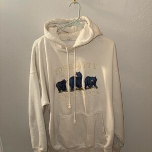 Brandy Melville Yosemite Cream Hoodie with Bear Design